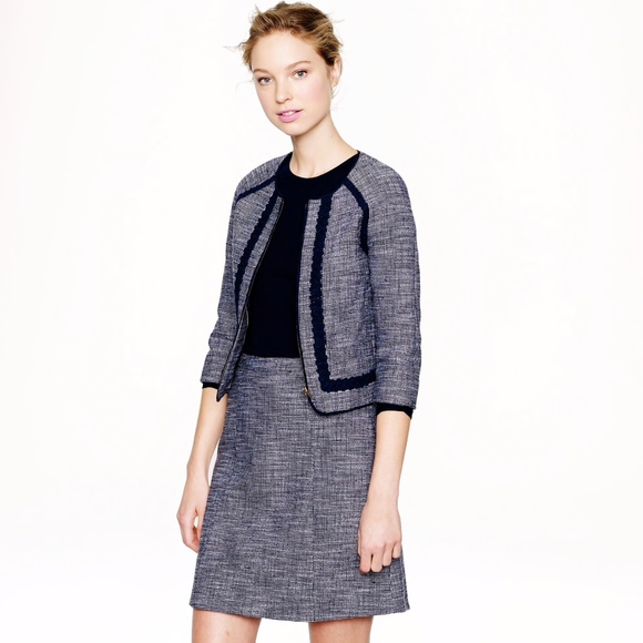 J. Crew Jackets & Blazers - JCREW Size 6 Navy Blue Tweed Jacket